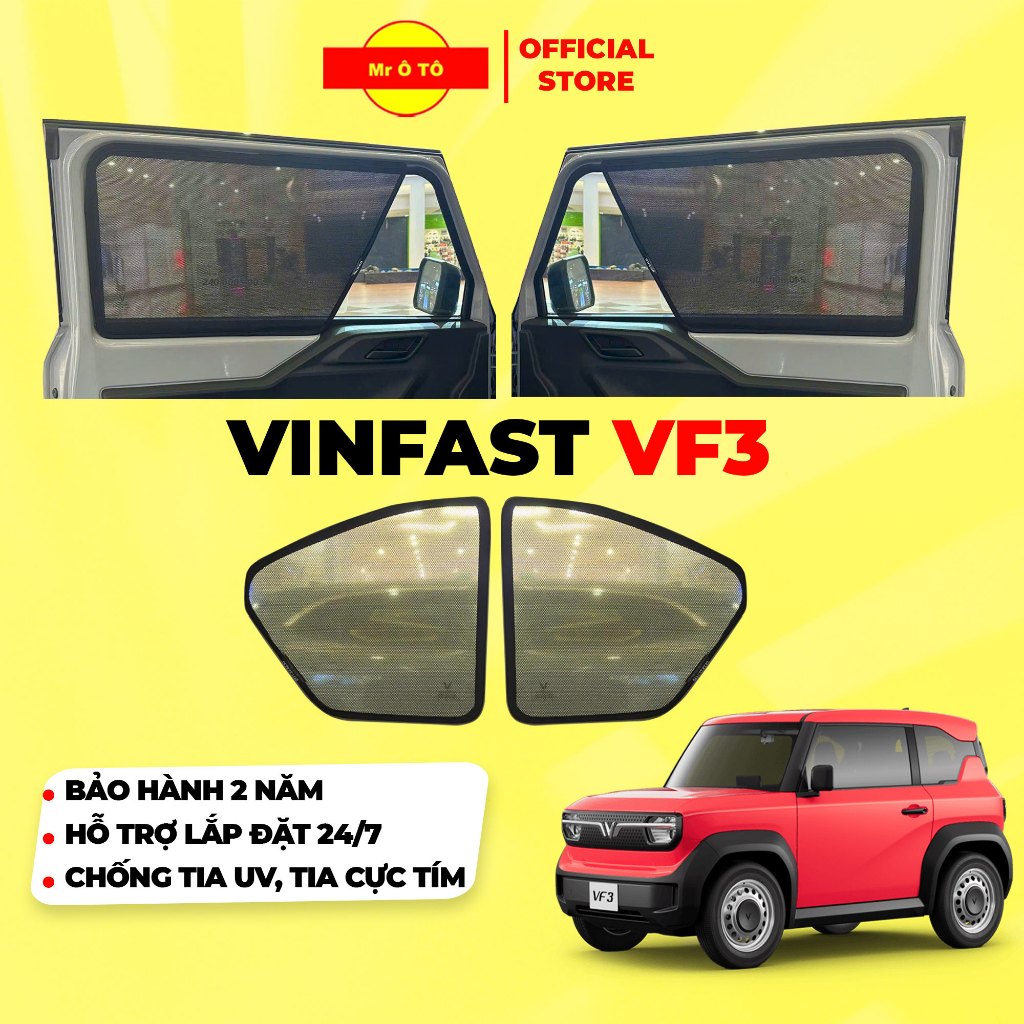 Rèm Che Nắng Xe VINFAST VF3 Loại 1 MR Ô.TÔ Chống Tia, UV Tia Cực Tím Rèm Ô TÔ Bảo Hành 2 Năm [ Tặng Khăn Lông Cừu ]