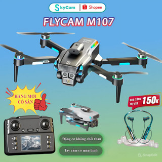 Flycam Mini M107 Drone Flycam Tay Cầm Có Màn Hình Camera 3 Chiều Góc Rộng Nhào Lộn 360 Độ