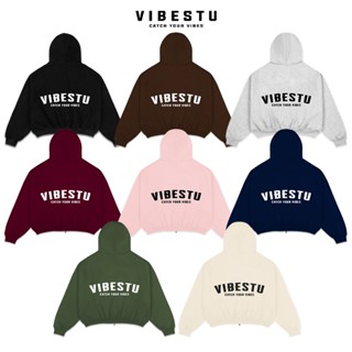  Áo Hoodie Zip 2 Chiều Có Túi Trong - Áo Khoác Hoodie Nỉ 2 Da Form Boxy VIBESTU Logo 