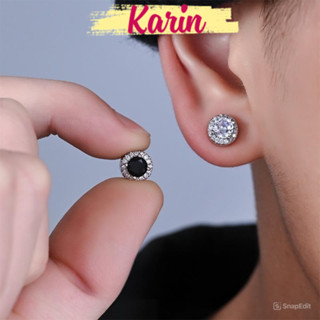 Khuyên Tai Nam Keri Bông Tai Châm Đính Đá Bạc Không Cần Xỏ Lỗ Thời Trang Cho Nam Và Nữ Thép Titan Không Gỉ KARIN