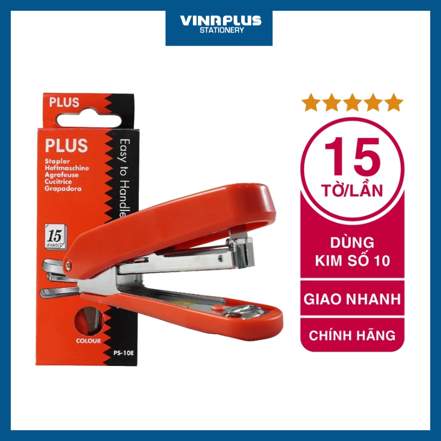Bấm Kim Số 10 PLUS Chính Hãng, Độ Bền Cao, Cầm Tay Tiện Lợi (Màu Ngẫu Nhiên)