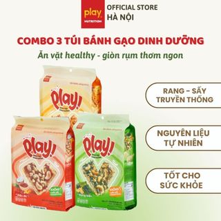  Combo 3 túi bánh gạo dinh dưỡng Let’s PLAY - Bánh hạt dinh dưỡng bánh ăn vặt healthy 