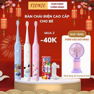 Bàn Chải Điện Cho Bé FIONIC ET17 Lông Mềm Kháng Khuẩn Sóng Siêu Âm, Phiên Bản Mới 2024