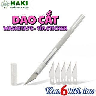Dao cắt washi tape HAKI tỉa sticker dụng cụ dán bullet journal tiện lợi kèm 6 lưỡi dao