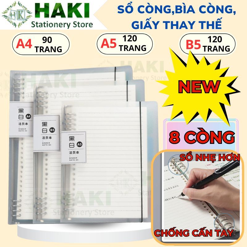 Bìa Sổ còng A4 B5 A5 8 còng HAKI binder bìa sổ còng sắt làm sổ planner bullet journal