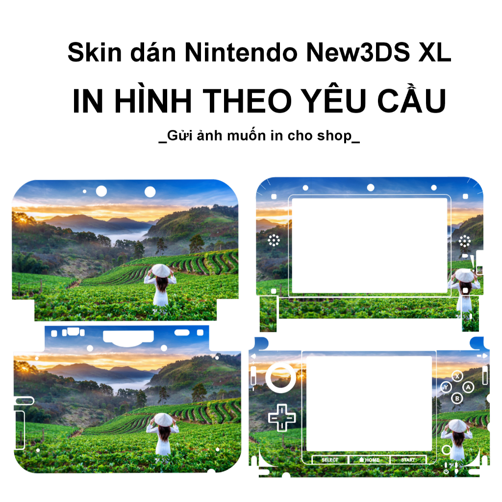 Skin dán Nintendo 3DS XL, LL (2012) in hình theo yêu cầu | Film 3M | Custom miếng dán theo ý thích