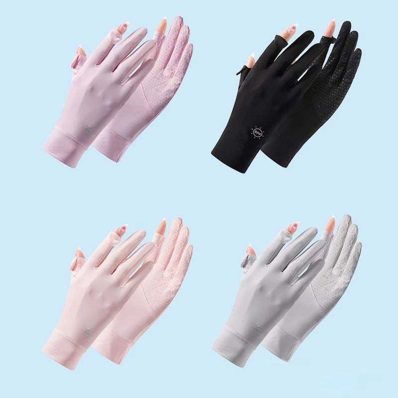 Găng Tay Đi Nắng Hở Ngón Chống Trượt, Chống Tia UV Lái Xe Có Thể Chạm Màn Hình Cảm Ứng