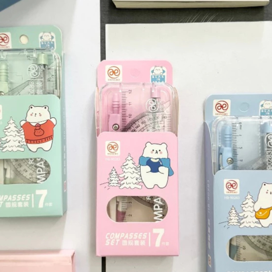 Bộ Dụng Cụ Học Tập 7 Món Compa Eke Thước Kẻ, Bộ Đồ Dùng Toán Học Gồm Bộ Eke Compa,Tẩy,Ngòi Chì [tt]