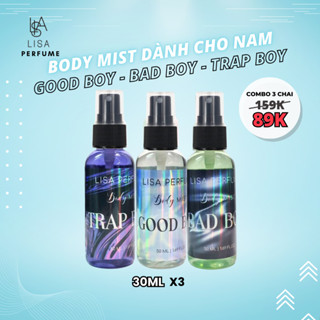 [mua lẻ] body mist lisaperfume chính hãng 30ml 25k good boy- trap boy - bad boy thơm 6-8h mùi hương dịu.