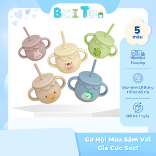 Cốc Tập Uống Nước COCOBEAR  Dung Tích 250ml Cho Bé Kèm Nắp Tiện Lợi, Cốc Tập Hút Cho Bé Chất Liệu Silicon