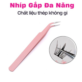 Nhíp gắp mi giả đầu cong màu Hồng