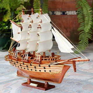 Mô hình thuyền buồm gỗ trang trí Napoleon dài 55cm, thuyền gỗ phong thủy trang trí bàn làm việc