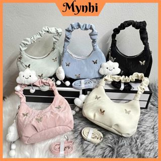 Túi xách nữ cầm tay rúm đính phụ kiện đẹp tặng kèm móc mây xinh xắn thời trang 764