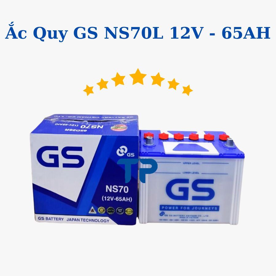 ẮC QUY GS NS70 NƯỚC 12V - 65AH dùng cho xe tải Isuzu QKR, Hino 5 tấn, Hino 8 tấn, xe nâng máy dầu, m