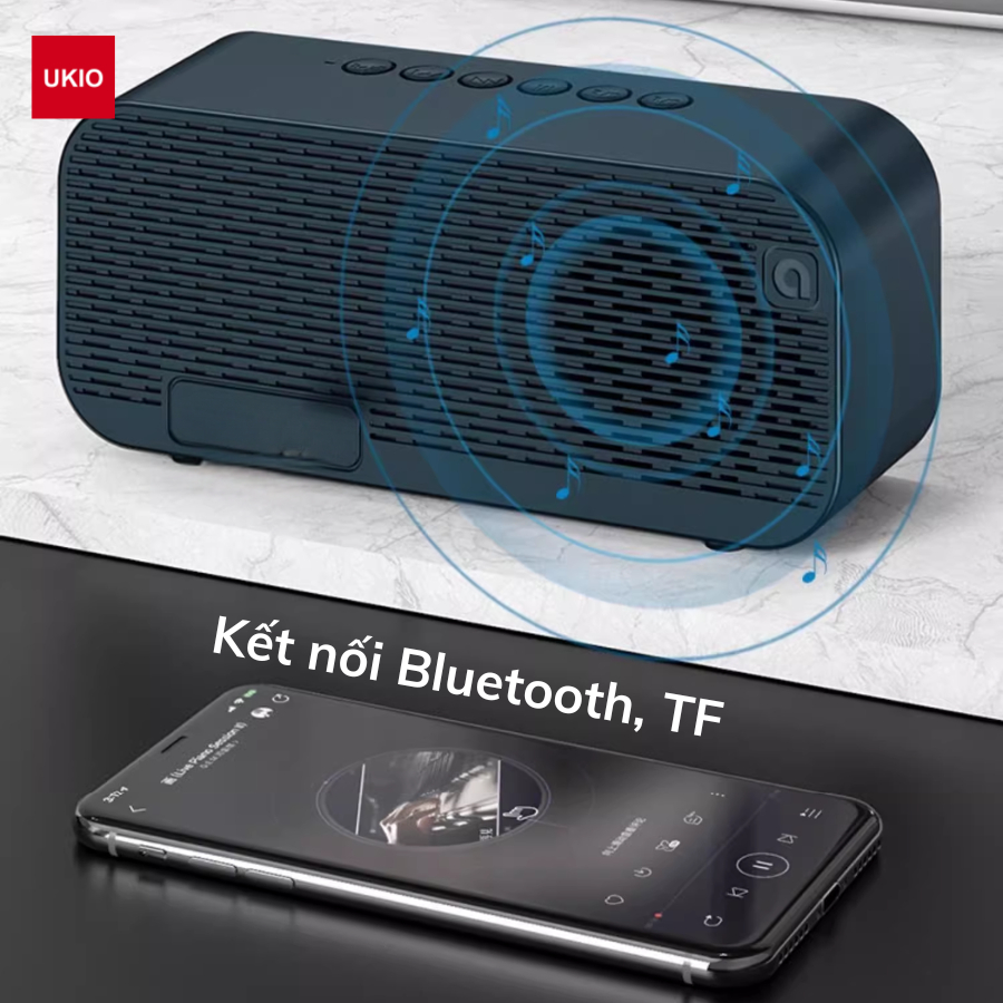Loa bluetooth đồng hồ UKIO âm thanh sinh động, màn hình LCD, đèn led, 2 khung giờ báo thức | BigBuy360 - bigbuy360.vn