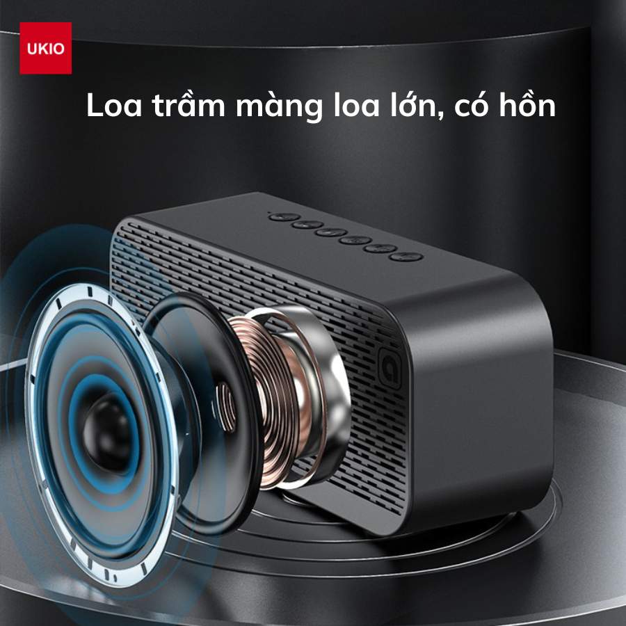 Loa bluetooth đồng hồ UKIO âm thanh sinh động, màn hình LCD, đèn led, 2 khung giờ báo thức | BigBuy360 - bigbuy360.vn