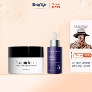 S04_ Combo 1 hũ Kem dưỡng Lumiderm vital niacinamide 20% 50ml (VỎ TRẮNG) (Q96) + 1 lọ serum niacinamide 20% DERM-A  A133