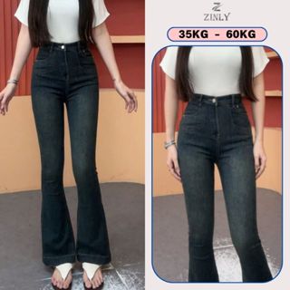 Quần Jean Nữ Ống Loe Ngắn Và Dài Cạp Cao Túi Bầu Màu Đậm Q354