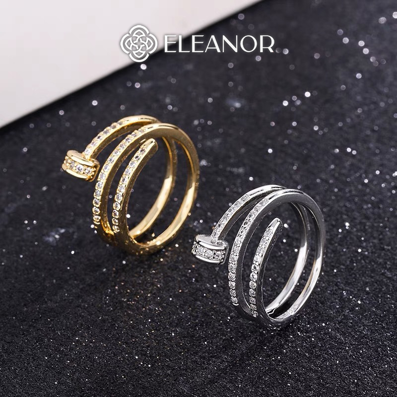 Nhẫn nữ Eleanor Accessories 3 tầng đính đá phụ kiện trang sức nhẫn 9427