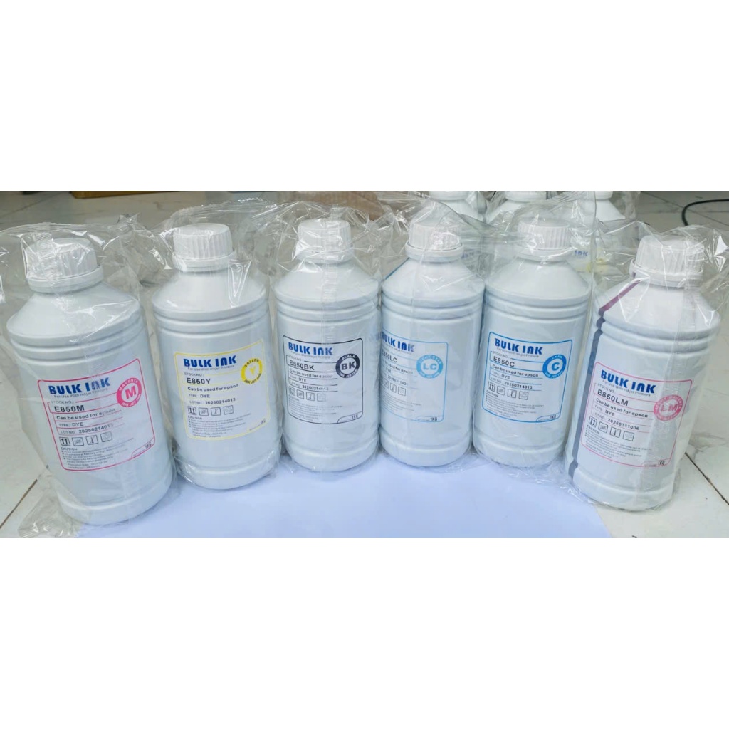 Bộ 6 chai mực in màu 1 lít Bulk ink dùng cho máy in Epson L8050,L18050,L805,T60,T50,1390,1430.v.v.