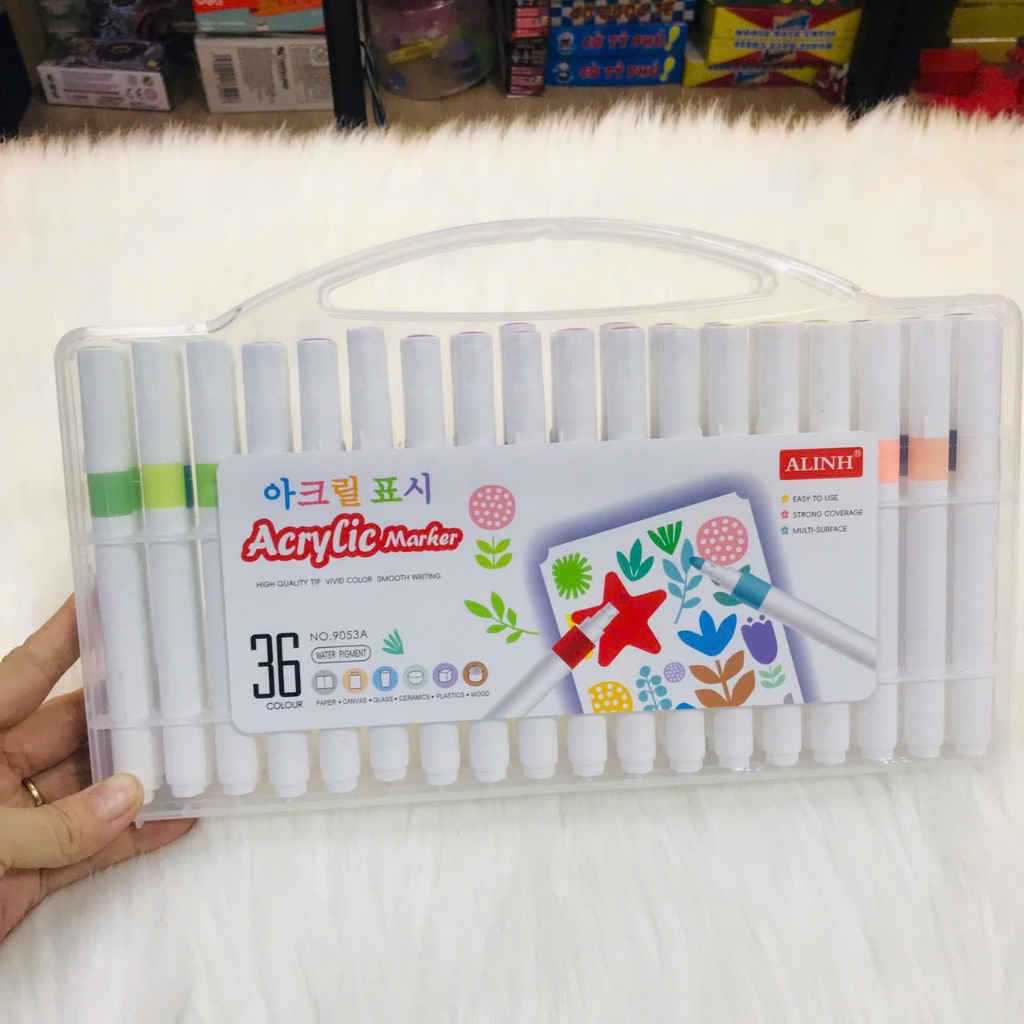 Bút màu Marker Acrylic bản Mới 24/36/48/60 họa cụ bút dạ màu vẽ học sinh
