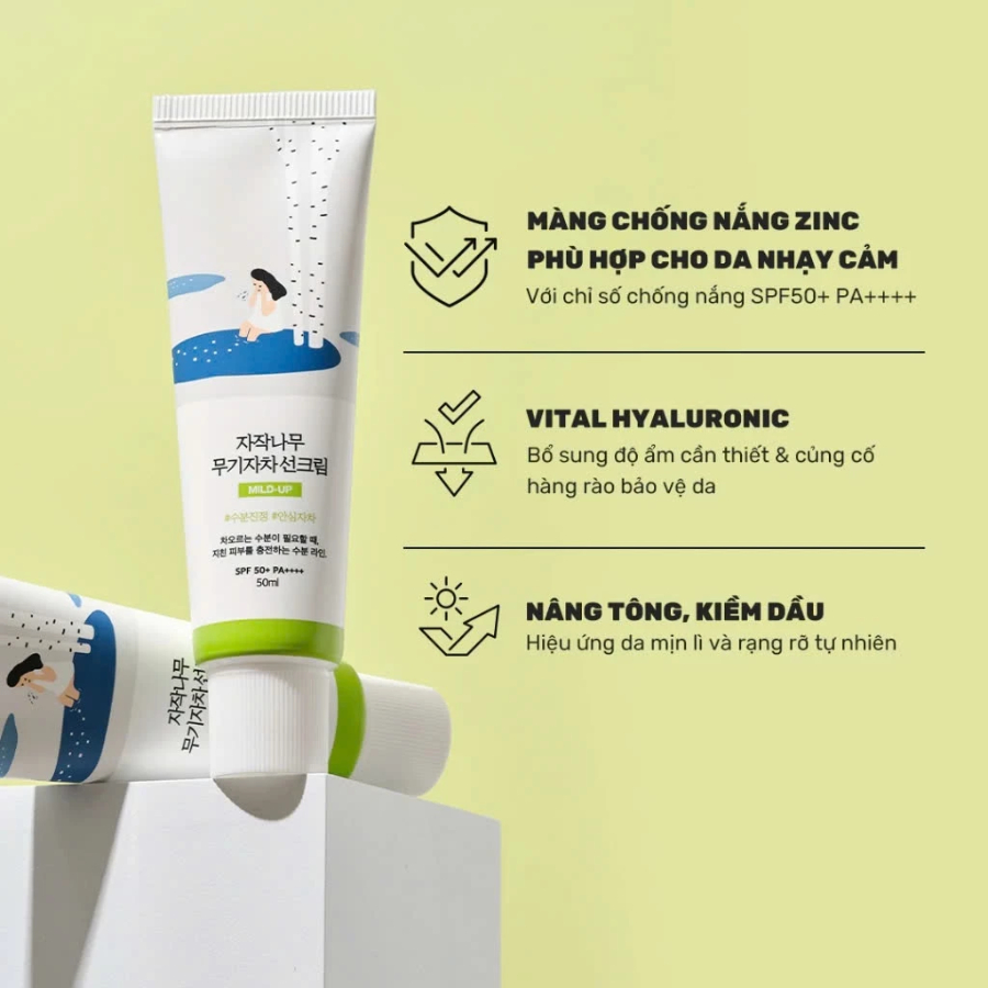 Kem Chống Nắng Round Lab Birch Juice Juice Moisturizing Sun Cream, Tone Up, Mild-Up 50ml