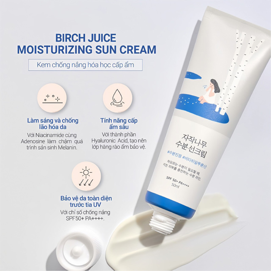 Kem Chống Nắng Round Lab Birch Juice Juice Moisturizing Sun Cream, Tone Up, Mild-Up 50ml