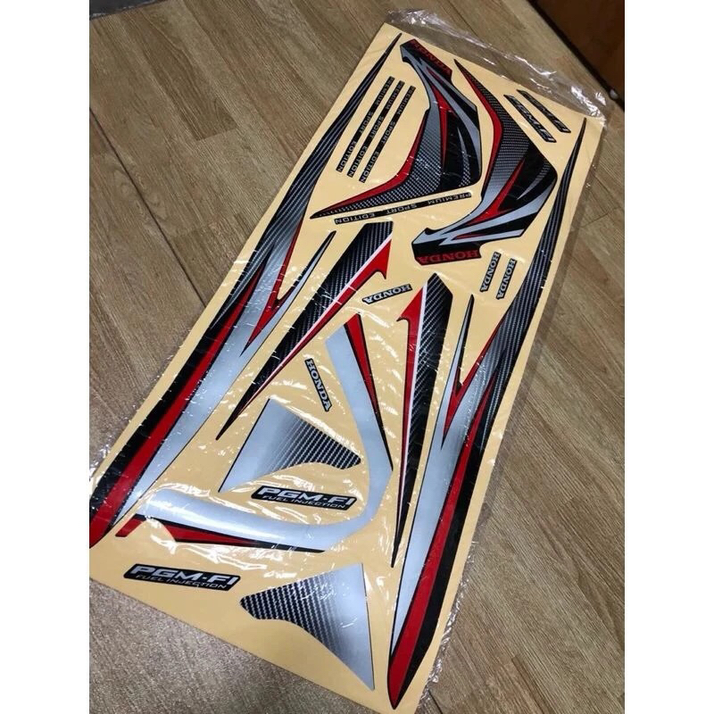 Tem dán 3 lớp xe AB Air blade đời 2011-2012 ( màu đỏ trắng ) tem chính hãng honda