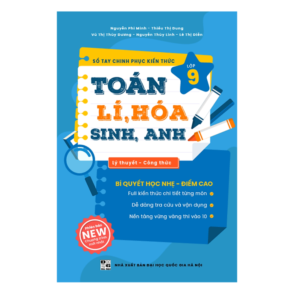 Sách - Sổ Tay Chinh Phục Kiến Thức 5 Môn Toán – Lí – Hóa – Sinh – Anh Lớp 9 - HOCMAI