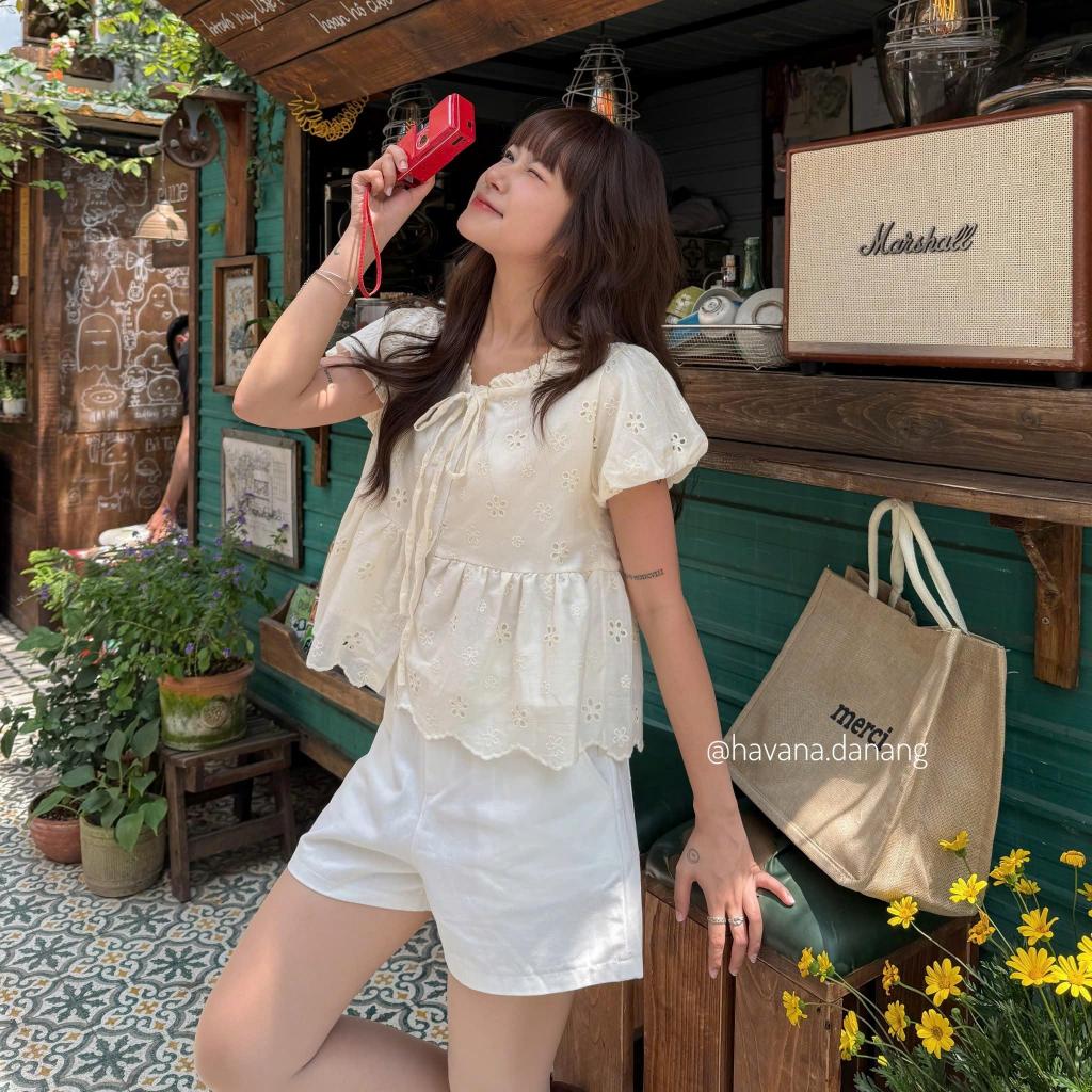 [CÓ BIGSIZE] Áo babydoll AIMEE thô boil phối cổ bèo tay bồng #499 HAVANA AO417 | BigBuy360 - bigbuy360.vn