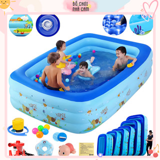Bể Bơi Cho Bé, Bể Bơi Gia Đình 3 Tầng 2m1, 1m8, 1m5, 1m3 Kèm Miếng Vá