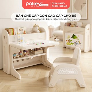 Bộ Bàn Học Cho Bé Gấp Gọn PAKEY Chống Gù Chống Cận, Bàn Học Tích Hợp Bảng Vẽ, Giá Sách Tiện Lợi - Bảo Hành 12 Tháng