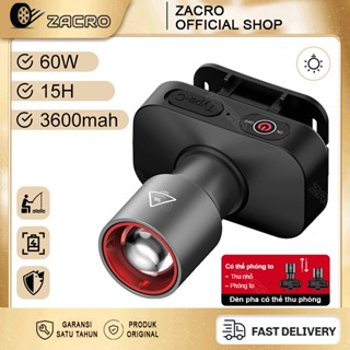 Đèn đội đầu-L42 ZACRO Đèn pin đội đầu siêu sáng Thời lượng pin 15 giờ đèn cắm trại ngoài trời 2 viên pin Xoay thu phóng