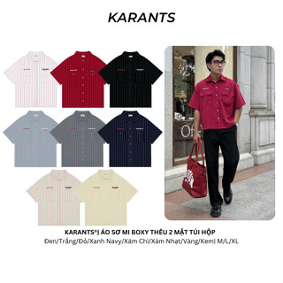 Áo Sơ Mi Boxy Nam Nữ Karants Thêu 2 Mặt Túi Hộp, Sơ Mi Đũi Local Brand Streetwear Phong Cách Trẻ Trung Thanh Lịch