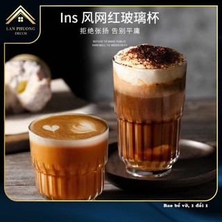  Ly thủy tinh 2 tầng khía đáy tròn  cốc thủy tinh chịu nhiệt uống cafe nước ép soda11212:170ml,240ml,350ml. 