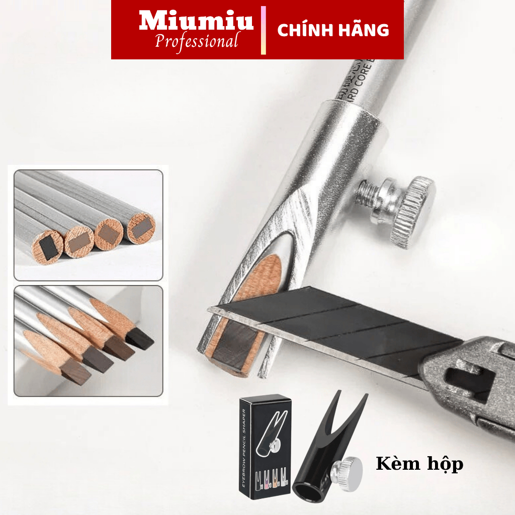 Dụng cụ gọt chì kẻ mày khuôn vát chì xé đa năng hình mỏ vịt kèm hộp đựng