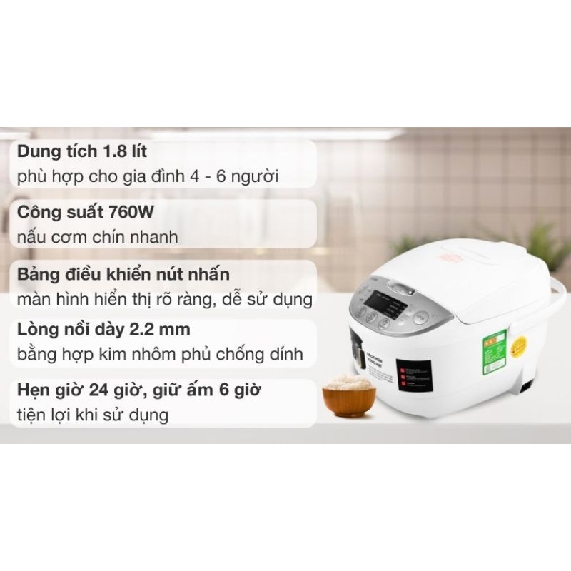 Nồi cơm điện tử Toshiba 1.8 lít RC-18DH2PV(W)