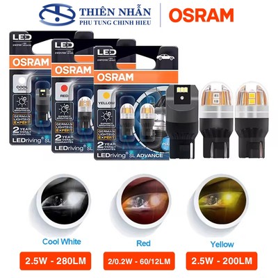 Bóng đèn Led Osram T20 ô tô tín hiệu, báo rẽ, demi, định vị, lùi, biển số,.. sáng trắng 9705CW - vàng 9705Y - đỏ 9715R