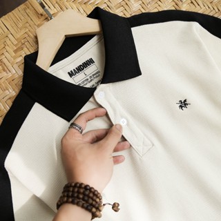 Áo thun polo nam TRAVIS phối raglan viền tay cotton double pique cao cấp, chuẩn form, năng động - MANDINNI