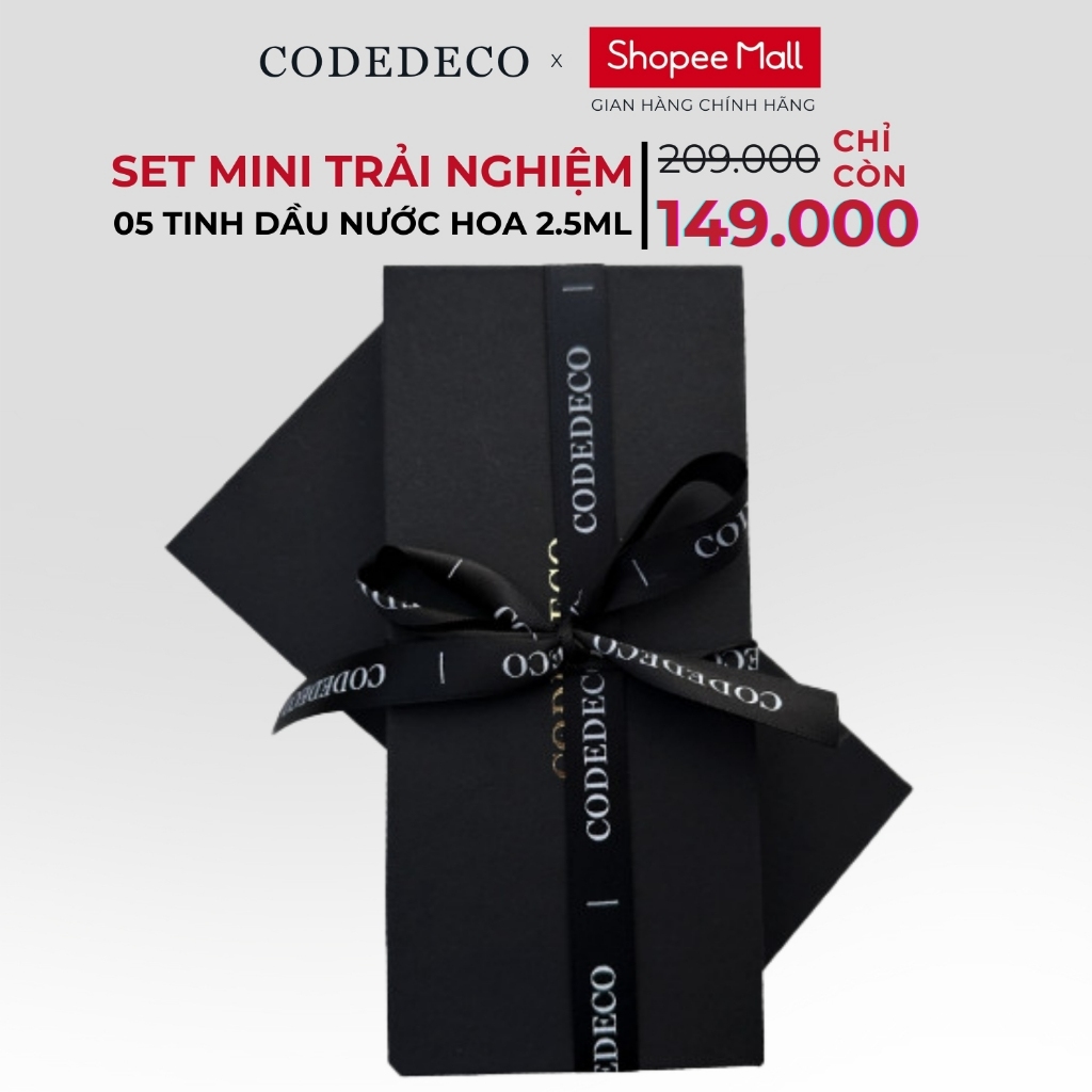 Set mini 05 chai tinh dầu nước hoa CODEDECO 2.5ml - 05 x 2.5ml dạng xịt
