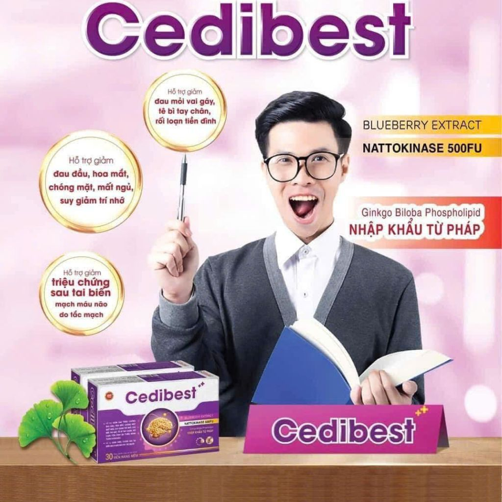 CEDIBEST ++ Viên uống hỗ trợ tăng cường tuần hoàn não, Giảm đau đầu, chóng mặt, mất ngủ, tăng cường 
