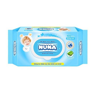 Khăn Ướt Em Bé NUNA Không Mùi Mềm Mại An Toàn Cho Bé, Không Kích Ứng 100 Miếng/Bao