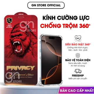   360°  Kính cường lực chống trộm 360 cho iPhone 17 Promax 16 15 14 13 12 11 Promax Pro Plus XsMax bảo mật tốt - GN STORE 