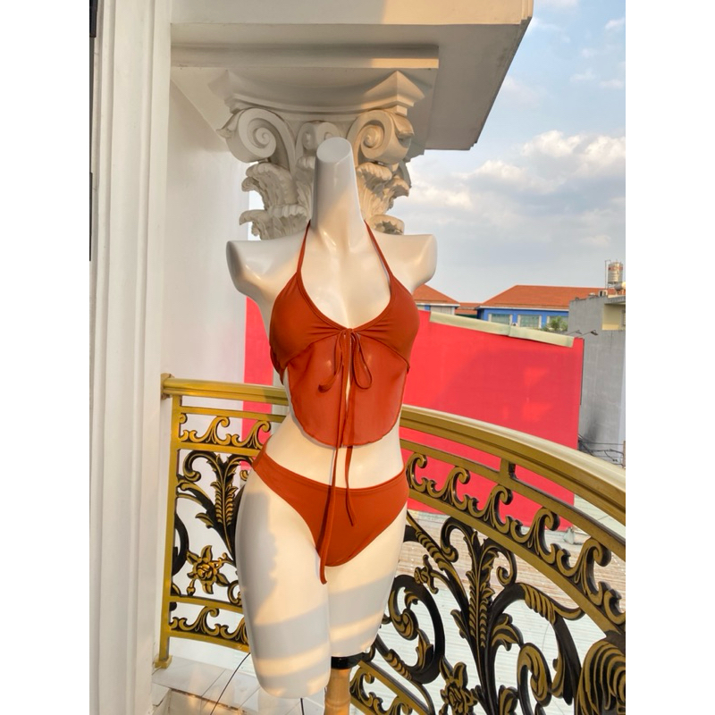 bikini cherry set 2 mảnh áo phối ren cột dây huyền bí | BigBuy360 - bigbuy360.vn