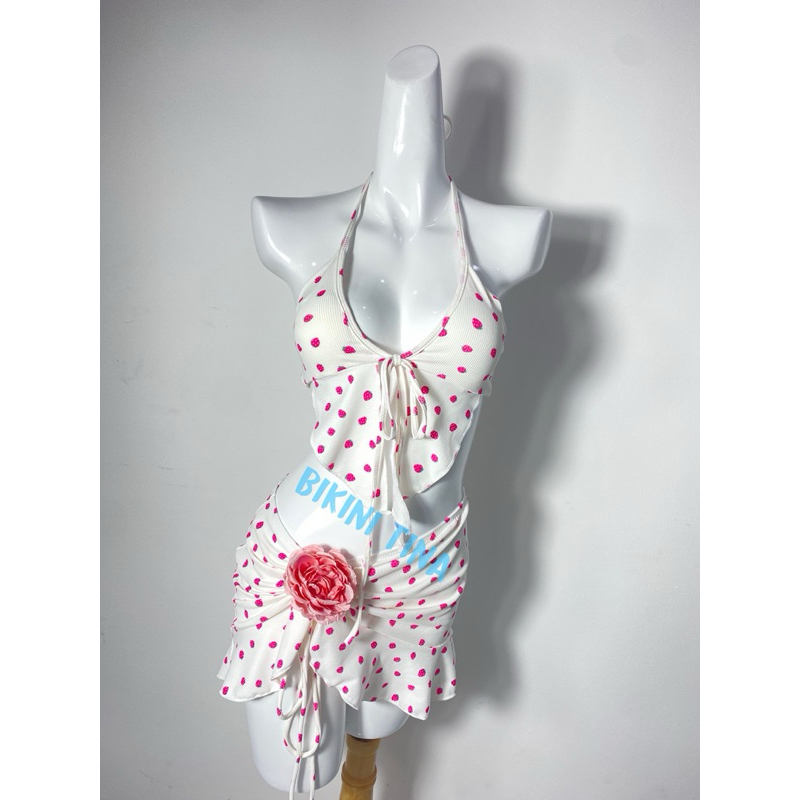 bikini cherry set 2 mảnh áo phối ren cột dây huyền bí | BigBuy360 - bigbuy360.vn