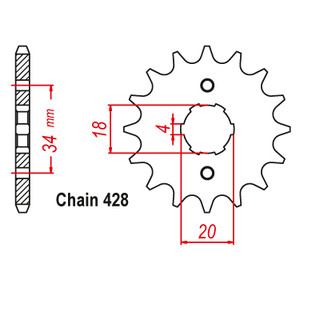 nhông 15T-428 CM125 Front Sprocket - đệm cao su (cái)