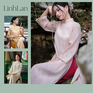 Áo Dài Nữ Thiên Di, Áo Dài LinhLan May Sẵn 4 Tà Cổ Cao Đủ Size Cao Cấp Sang Trọng, Quần Lưng Chun