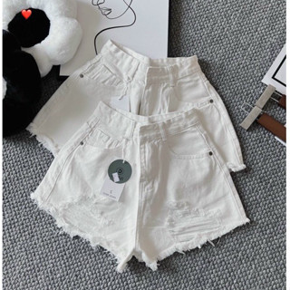 ( Có bigsize) Quần short tua rua đen trắng 🫶❤️❤️, Quần short jean nữ rách đẹp lưng cao, Quần đùi chất bò trắng rách