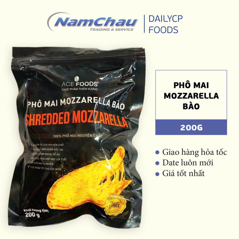 Phô Mai Mozzarella bào sợi ACE (Thiên Vương) gói 200gr [HN giao hỏa tốc] - Ảnh 2