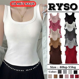 Áo Ba Lỗ Có Mút Ngực Dáng Dài Ôm Body , Áo Ba Lỗ 2 Dây Bản To Sát Nách Nữ Trơn Chất thun gân RYSO